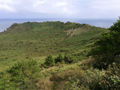 城山日出峰山坡草地