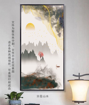 玄關(guān)水墨線條墻畫