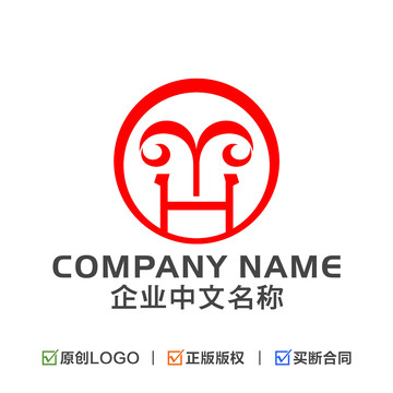 字母YH标志羊LOGO