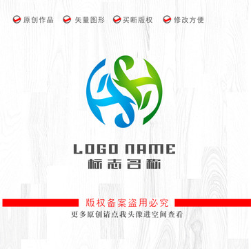 HSHF标志绿叶飞鸟logo