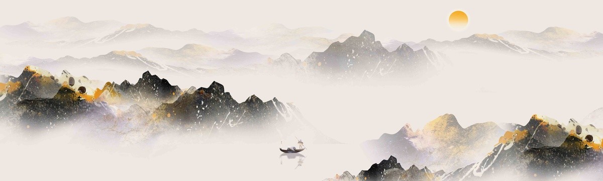 新中式山水巨幅無框畫