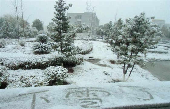 校园雪景