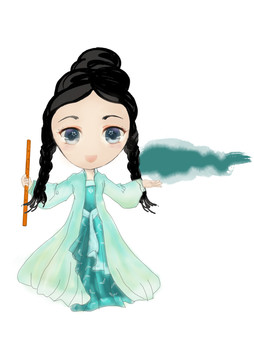 歡迎女孩手繪漫畫PSD