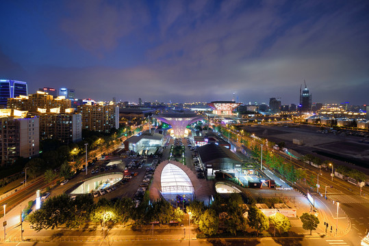 上海世博园城市风光夜景