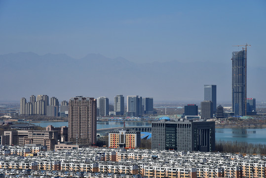 银川阅海商务区城市建筑风光