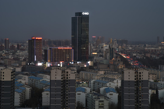 银川城市建筑风光夜景