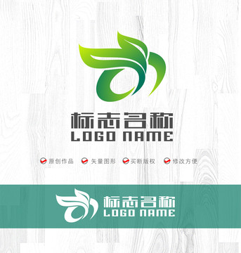 绿叶豆子Y标志环保食品logo