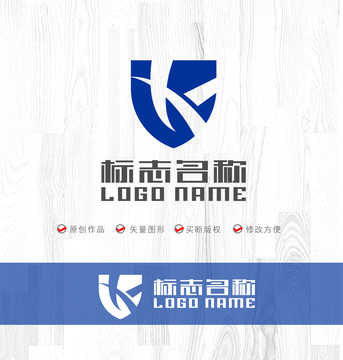 K字母標志盾牌logo