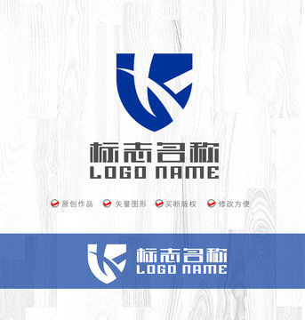 K字母标志盾牌logo