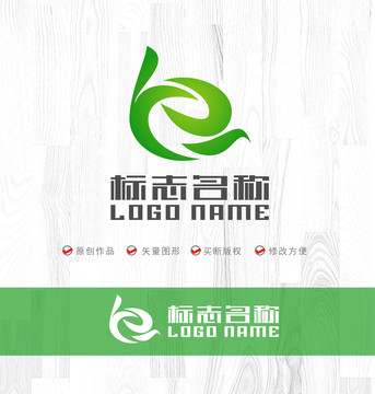 e字母ye标志茶业飞鸟logo