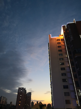 城市黄昏夜景晚霞