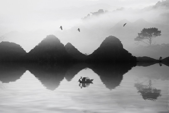 意境黑白山水