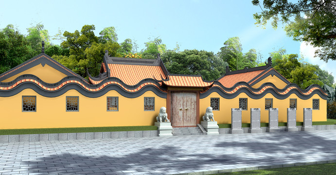 寺廟圍墻大門