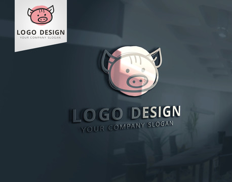 卡通可爱小猪logo