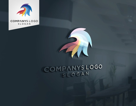 彩色鹰头logo商标设计