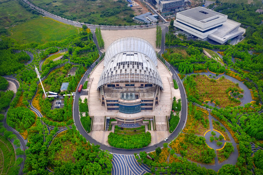 航拍浙江金华中国婺剧院