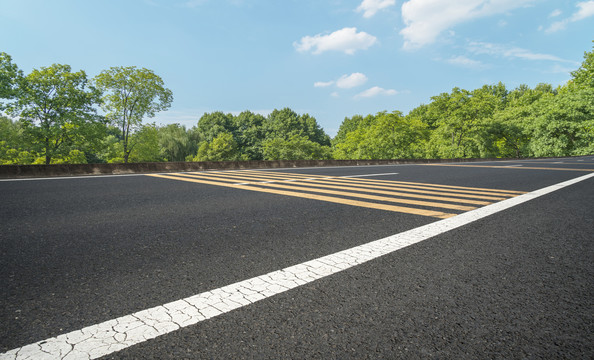 高速公路和绿树林