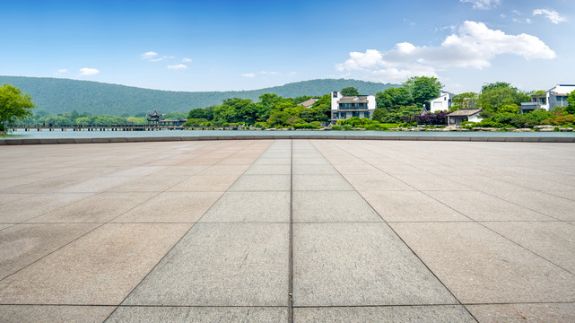 地砖路面和园林景观