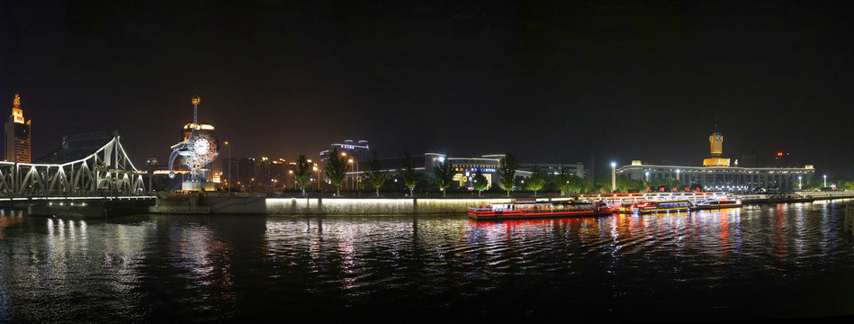 天津海河夜景大画幅