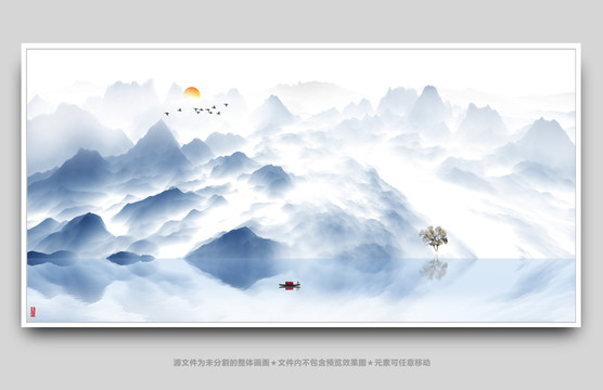 意境簡約山水裝飾畫
