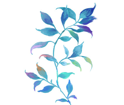 抽象美麗的水彩油畫(huà)葉子和分支