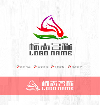 飞鸟心形桃子logo