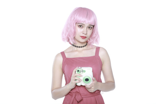粉色假发时尚摄影图片