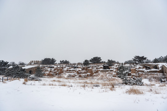 冰雪下的旅顺西炮台景区