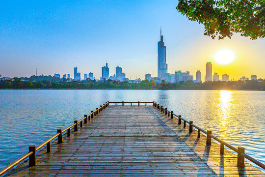 南京玄武湖风光全景