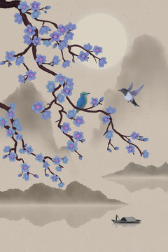 工筆花鳥山水圖裝飾畫