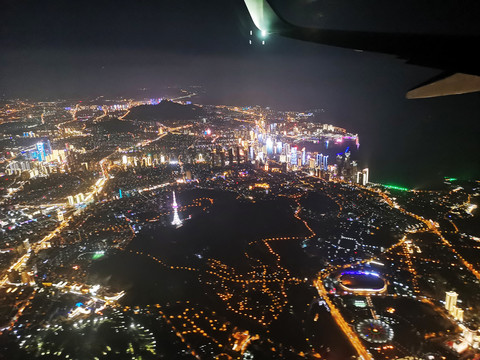 航拍青岛夜景