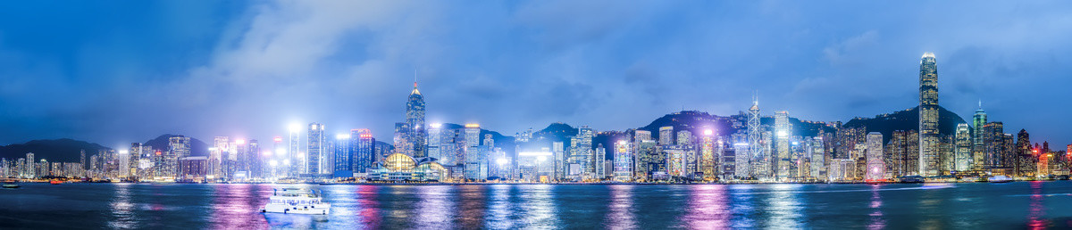 香港维多利亚港全景夜景