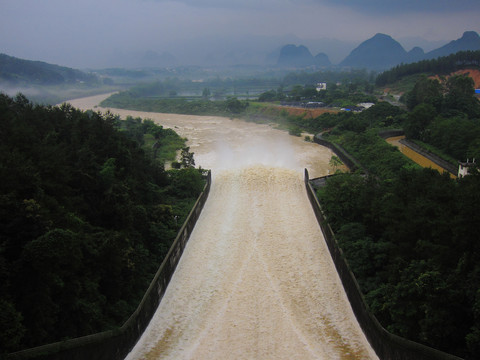 水坝放水