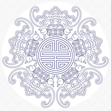 福在眼前矢量單線