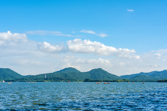 杭州西湖山水夏天风光