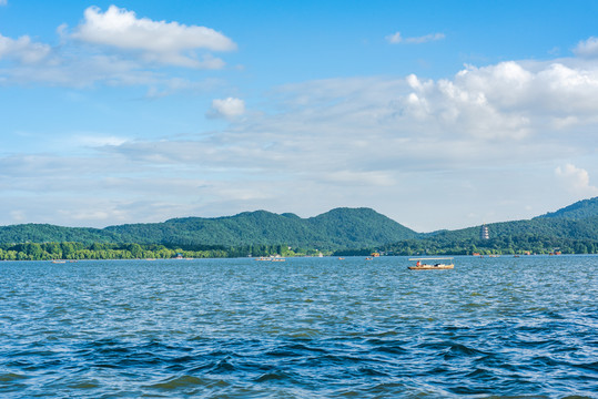 杭州西湖山水夏天风光