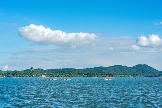 杭州西湖山水夏天风光