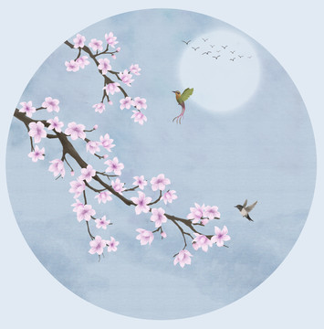 工筆花鳥山水圖裝飾畫
