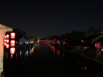 古镇运河夜景