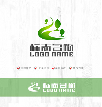 F字母Y标志树木logo