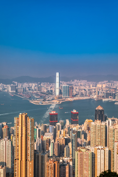 俯瞰香港维多利亚港风光