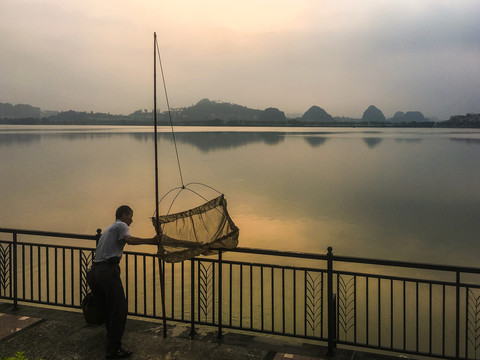 肇庆波海湖朝霞