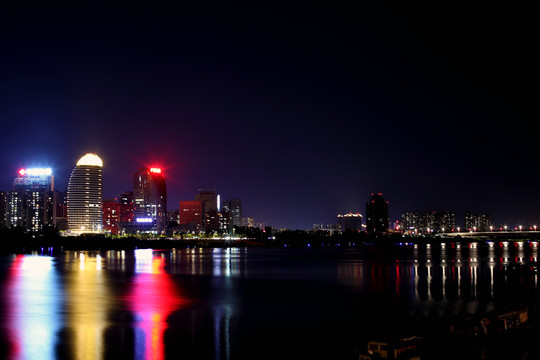 高清都市夜景江景霓虹