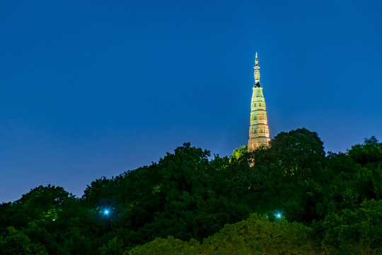 杭州西湖保俶塔夜景