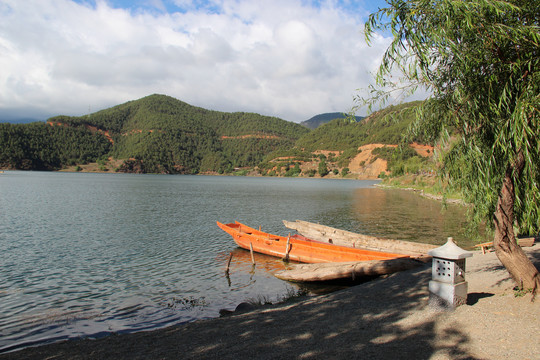 泸沽湖的小船