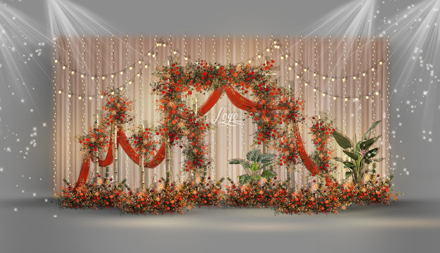 紅色美式主題婚禮外區(qū)設(shè)計(jì)