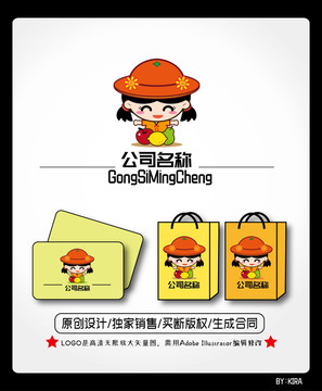 卡通水果logo鮮果店logo