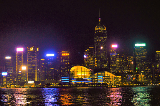 香港维多利亚湾夜景