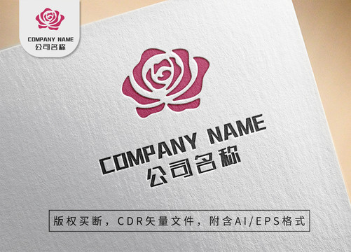 唯美玫瑰花logo绽放标志