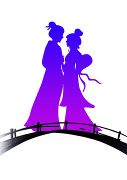 七夕牛郎織女剪影